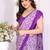  purple floral georgette saree with lace border & blouse piece