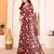 maroon floral georgette saree with lace border & blouse piece