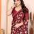 maroon floral georgette saree with lace border & blouse piece