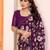  purple floral georgette saree with lace border & blouse piece