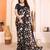 black floral georgette saree with lace border & blouse piece