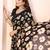black floral georgette saree with lace border & blouse piece