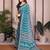 blue floral georgette saree with lace border & blouse piece