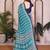 blue floral georgette saree with lace border & blouse piece
