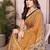 yellow floral georgette saree with lace border & blouse piece