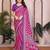 pink floral georgette saree with lace border & blouse piece