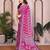 pink floral georgette saree with lace border & blouse piece