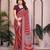 red floral georgette saree with lace border & blouse piece