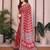 red floral georgette saree with lace border & blouse piece