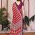red floral georgette saree with lace border & blouse piece