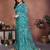 blue printed georgette saree with lace border & blouse piece