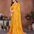 yellow printed georgette saree with lace border & blouse piece