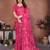 pink printed georgette saree with lace border & blouse piece