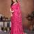 pink printed georgette saree with lace border & blouse piece