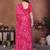 pink printed georgette saree with lace border & blouse piece