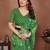 green printed georgette saree with lace border & blouse piece