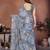 grey printed georgette saree with lace border & blouse piece