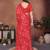 red printed georgette saree with lace border & blouse piece