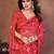 red printed georgette saree with lace border & blouse piece