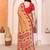  yellow geometric print georgette saree with lace border & blouse piece