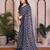 blue floral georgette saree with lace border & blouse piece