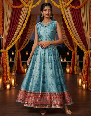 Patola Print SemiStitched Satin Lehenga choli 1