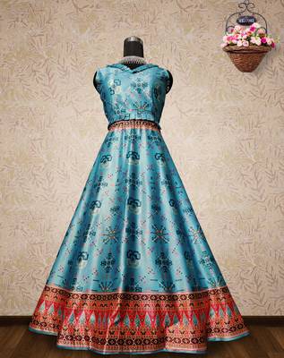 Patola Print SemiStitched Satin Lehenga choli 4