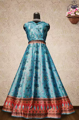 Patola Print SemiStitched Satin Lehenga choli