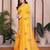  yellow geometric print georgette saree with lace border & blouse piece