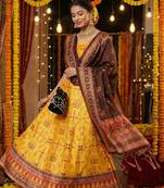 Patola Print SemiStitched Satin Lehenga choli