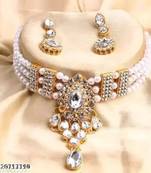 Indian bollywood gold plated kundan choker bridal necklace earrings jewelry set