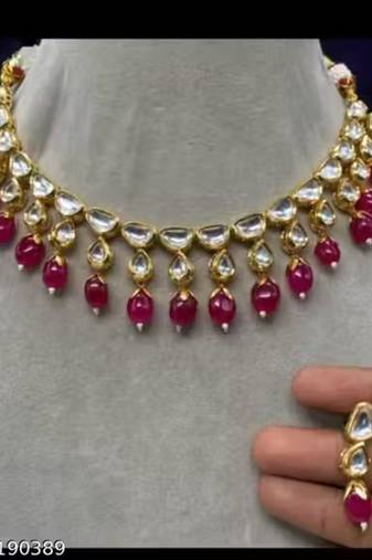 Indian bollywood gold plated kundan choker bridal necklace earrings jewelry set