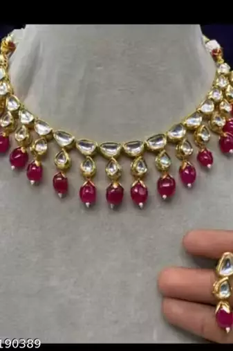 Indian bollywood gold plated kundan choker bridal necklace earrings jewelry set