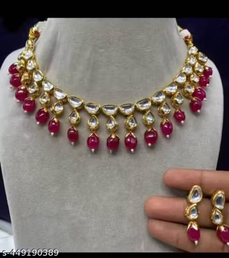 Indian bollywood gold plated kundan choker bridal necklace earrings jewelry set