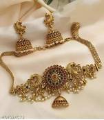 Indian bollywood gold plated kundan choker bridal necklace earrings jewelry set