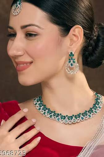 Indian bollywood gold plated kundan choker bridal necklace earrings jewelry set