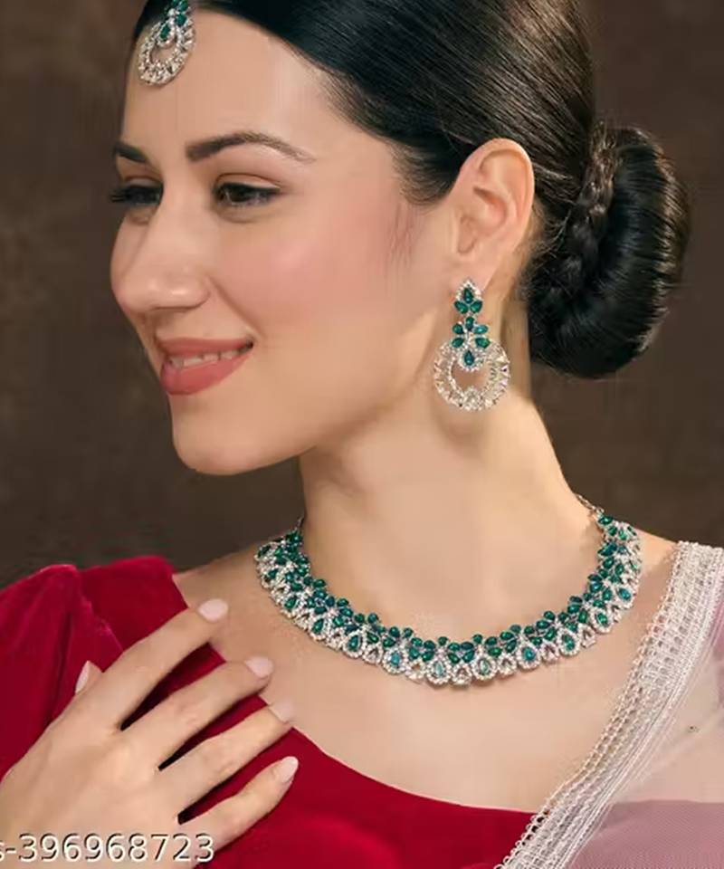 Indian bollywood gold plated kundan choker bridal necklace earrings jewelry set