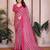 pink geometric print georgette saree with lace border & blouse piece
