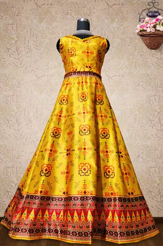 Patola Print SemiStitched Satin Lehenga choli