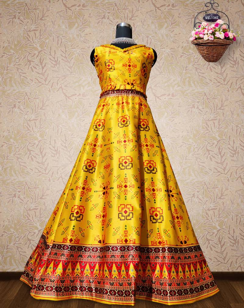Patola Print SemiStitched Satin Lehenga choli