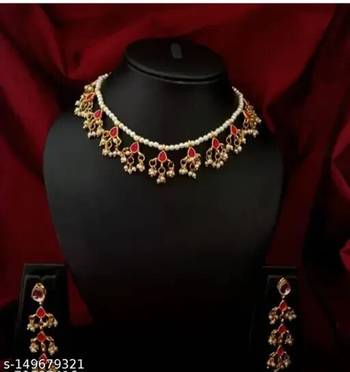 Indian bollywood gold plated kundan choker bridal necklace earrings jewelry set 1