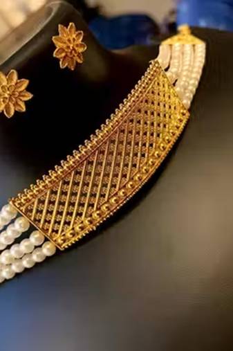 Indian bollywood gold plated kundan choker bridal necklace earrings jewelry set