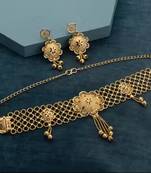 Indian bollywood gold plated kundan choker bridal necklace earrings jewelry set