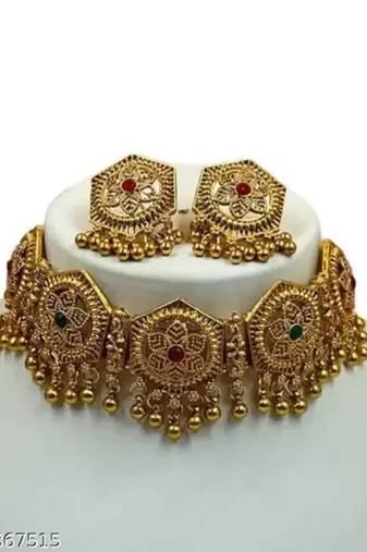Indian bollywood gold plated kundan choker bridal necklace earrings jewelry set