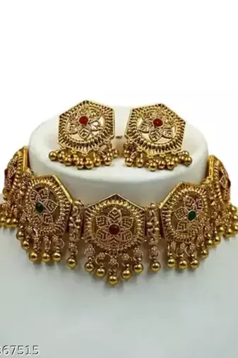 Indian bollywood gold plated kundan choker bridal necklace earrings jewelry set