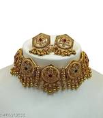 Indian bollywood gold plated kundan choker bridal necklace earrings jewelry set