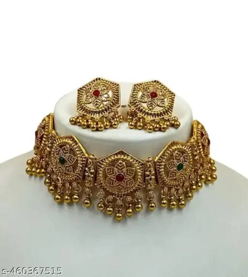 Indian bollywood gold plated kundan choker bridal necklace earrings jewelry set