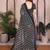 black geometric print georgette saree with lace border & blouse piece