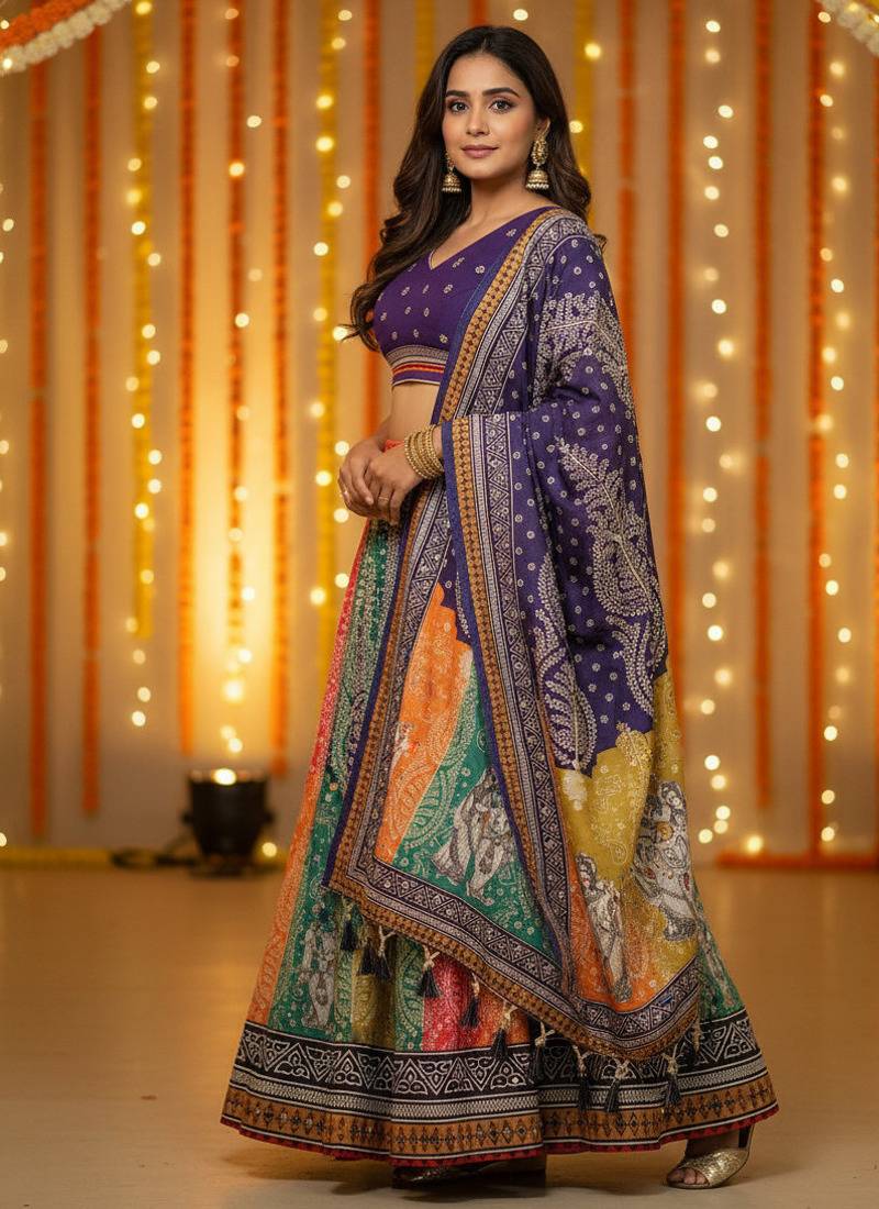 Garba Special Cotton SemiStitched Lehenga choli