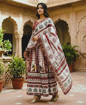 Navratri Ajarakh Print Rayon Semi Stitched Lehenga Choli & Unstitched Blouse With Dupatta 2